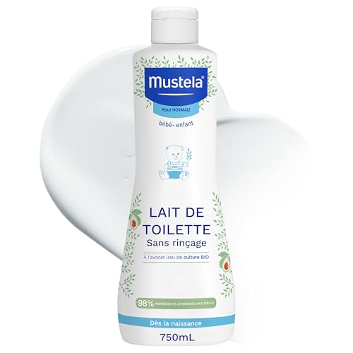 Mustela - Lait de Toilette Bébé Sans Rinçage - Soin Nettoyant et Favorisant l'Hydratation - 98% d'ingrédients d'origine naturelle - Haute Tolérance -...