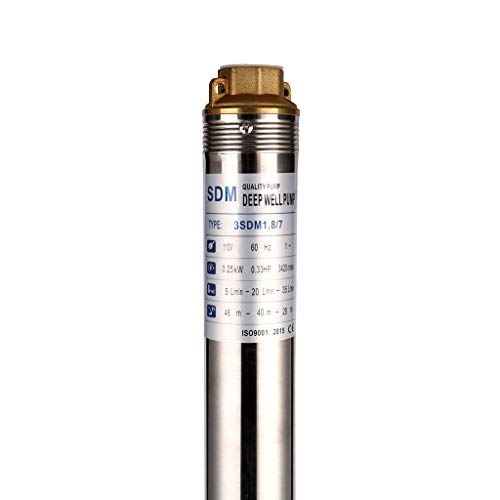 Shyliyu Submersible Pumps 3" Od Pipe 110V/60Hz 0.25Kw 0.33Hp Stainless Steel Deep Well Pump 1" Outlet Submersible Bore Pump Deep Well Pump With Control Box For Industrial And Home Use #TOP3