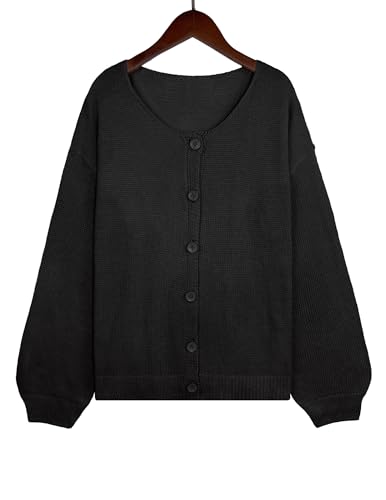 Image of Libsorge Womens Oversized Lightweight Sheer Button Cardigan Spring 2025 Trendy Solid Ribbed Knit Long Sleeve Thin Sweater