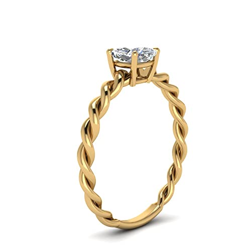 Image of 55Carat Choose Your Gemstone Twisted Solitaire Braided Ring Yellow Gold Plated Emerald Shape Solitaire Engagement Rings Everyday Jewelry Wedding Jewelry Handmade Gifts for Wife US Size 4 to 12