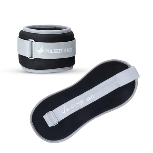 Image of PulseITWeightMax Adjustable Wrist & Ankle Weight Straps. Resistance Weight Bands with Secure Strap. Strength Training, Cardio, Rehab, Pilates & Physiotherapy- Unisex Fitness Gear Black (2x2kg)