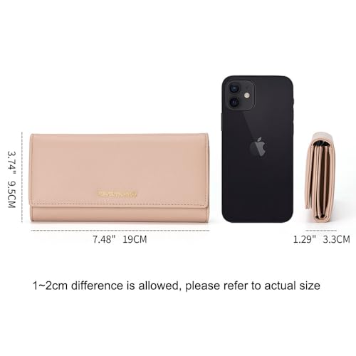 JIUFENG Womens Trifold Slim Wallet, Credit Card Holder with Coin Purse, Clutch Organizer for Women (Pink)2