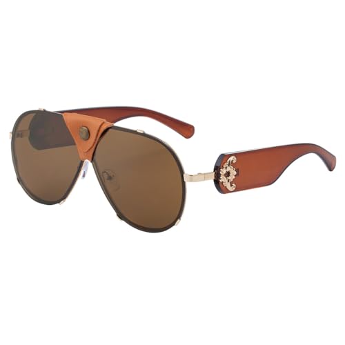 Lunettes ovales de protection anti-éblouissement style vintage avec cuir