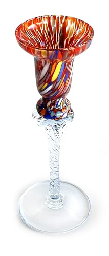 MAZZEGA ART & DESIGN - 2 Candelabri Classic in Vetro Soffiati e Lavorati a Mano con Murrine di Murano, linea “I Colori di Murano” Made in Italy (King, ROSSO, 2)