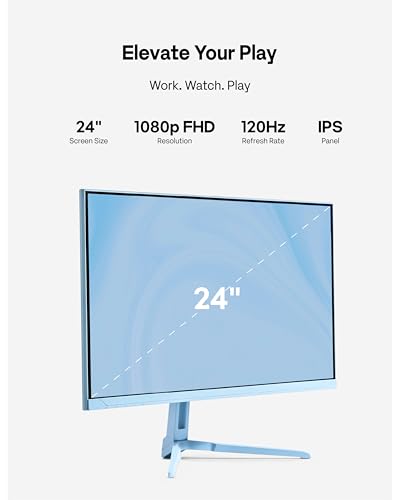 Image of Pixio PX246 Wave Blue 24 inch 120Hz 1080p IPS Panel Adaptive Sync Gaming Monitor with Blue HDMI 2.1 Cable Ultra Certified Ultra High Speed 6FT 8K 60Hz 4K 120Hz Nylon Braided