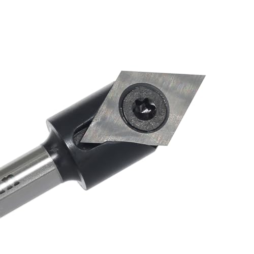 AKYLIN Wendeplatten V Nutfräser 60 Grad，V Nutfräser 8 mm Schaft，4-seitigen Austauschbare Hartmetall Klinge，V Fräser Holz Holzbearbeitungswerkzeug CNC Fräser V-Nutfräser für Holz Gravur