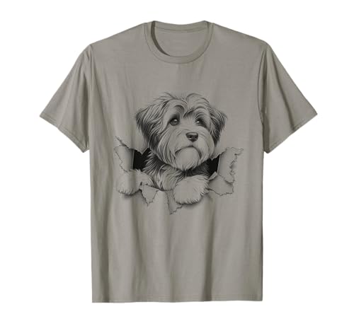 Cute Tibetan Terrier Peeking Puppy Dog Design Men Women Kids T-Shirt