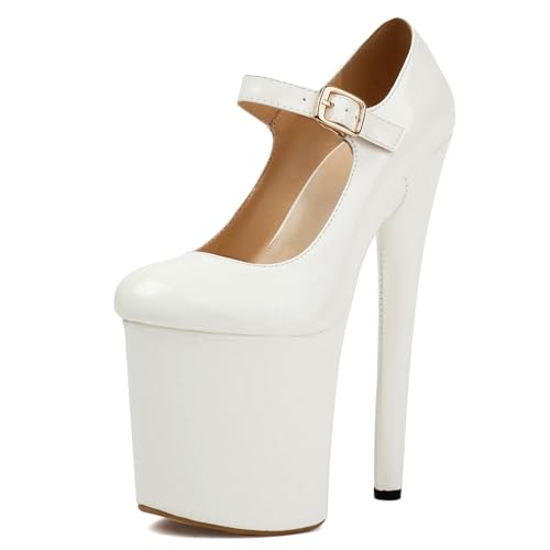 Roimaash Women Pole Dance Heels Stiletto High Heels Mary Jane Pumps Platform