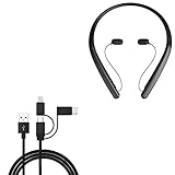 BoxWave Cable Compatible with LG Tone Flex HBS-XL7 - AllCharge 3-in-1 Cable - Jet Black