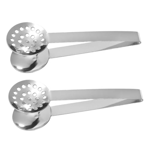 GRIRIW 2Pcs Stainless Steel Tea Bag Squeezer Tongs Versatile Food Gripper for Ice Cubes Sugar Cubes and Lemon Slices Compact and Dishwasher Safe Kitchen Tool