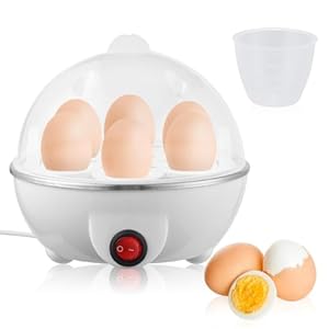 mizikuu Eierkocher, 7 Eier Kapazität Elektrischer Eierkocher mit Messbecher Schneller Tragbarer Eierpochierer Automatische Abschaltung Frühstückskochutensilien für Zuhause, Camping