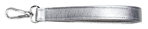 Metallic Silver Wristlet Strap - Handbag Strap - Vegan Faux Leather - 3/4 x 6 Inch With Swivel Clip - 8 Inch Total Length - Handmade by Green Acorn Kitchen
