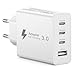 Produktbild USB C Ladegerät Mehrfach 50W,4 Port PD&QC3.0 Schnellladegerät USB C Ladestecker Mehrfach Netzteil USBC Stecker Adapter Fast Charger für iPhone Air 17 16 15 14 13 12 Pro Max,Samsung Galaxy S25 S24 S23