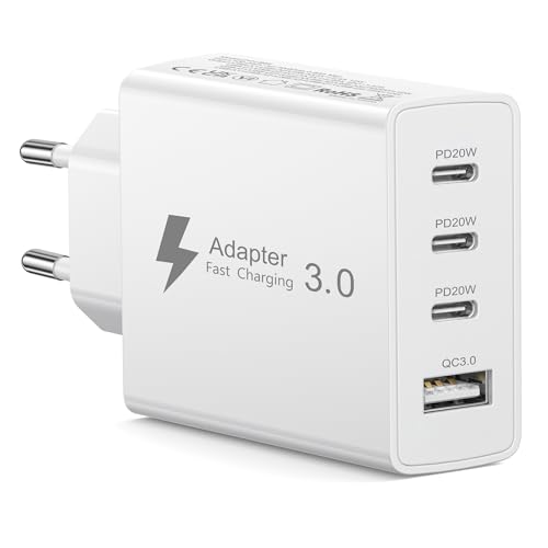 Cargador USB C Carga Rapida 50W,Cargador Multiple USB C 4-Puerto Enchufe Tipo C Carga Rapida PD 3.0 USBC Charger Movil para iPhone Air 17 16 15 14 13 12 11 Pro,Samsung Galaxy S25 S24 S23 S22
