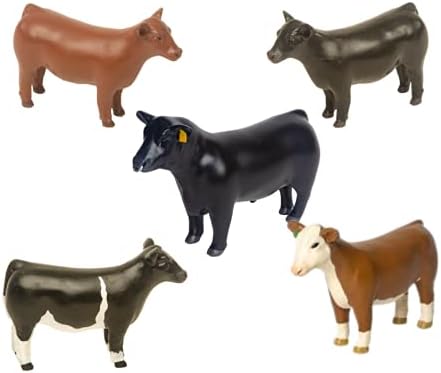 Little Buster Toys County Fair Livestock Show Toys,Bull Steer Heifer Farm Animal Toys Bundle Multi Color