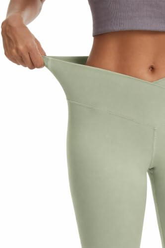 BCOFUI Womes Crossover High Waisted Yoga Pants Leggings Green — view 6