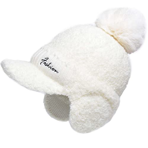Yixda Gorra de invierno para mujer, con orejeras y forro polar, gorro cálido, Blanco, Talla única Cover
