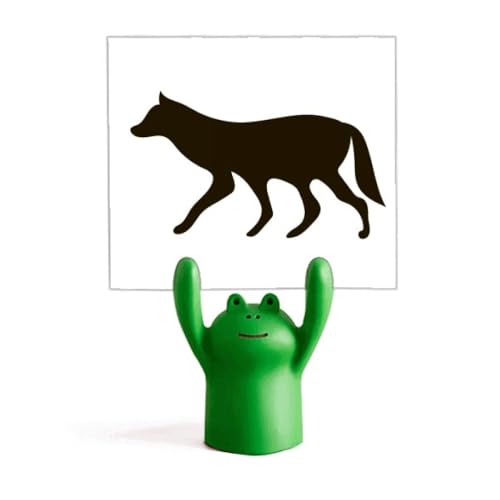 Support mémo loup noir et grenouille pince note bureau enfant