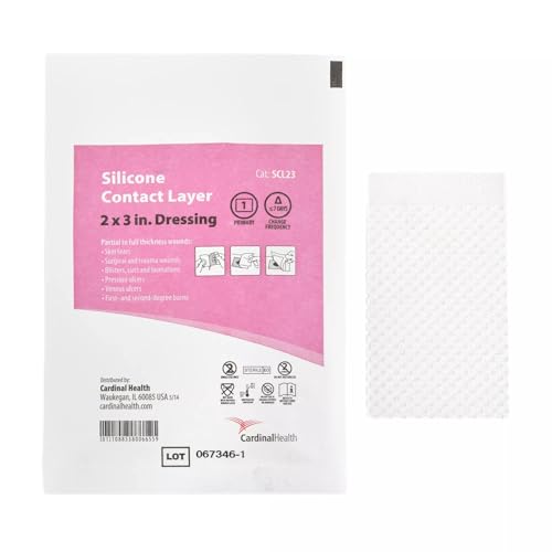 Cardinal Health™ Silicone Contact Layer Dressing, 2 x 3IN, Case of 5 Boxes of 10