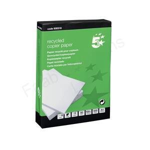 5 Star Copier Paper Recycled Ream-Wrapped 80gsm A4 White [5 x 500 Sheets]