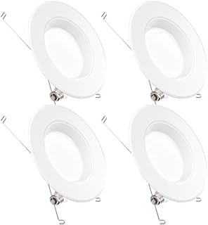 Sunco Lighting 5/6 Inch LED Can Lights Retrofit Recessed Lighting, Baffle Trim, Dimmable, 2700K Soft White, 13W=75W, 965 LM, Damp Rated, Replacement Conversion Kit – UL Energy Star Listed 4 Pack