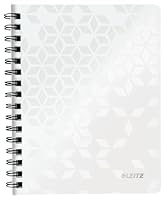 Leitz WOW Collegeblock A5 kariert, 160 Seiten, 80 Blatt FSC-zertifiziertes Papier 80 g/m², Doppelspiralbindung, PP-Einband, Notizbuch mit Sichthülle und Lineal, Für Büro oder Schule, Weiß, 46410001