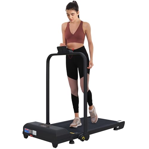 HOMCOM Walking Pad - Folding Portable Under Desk Treadmill, Running Jogging Walking Machine, 1-10KM/H, Remote Control & LED Display