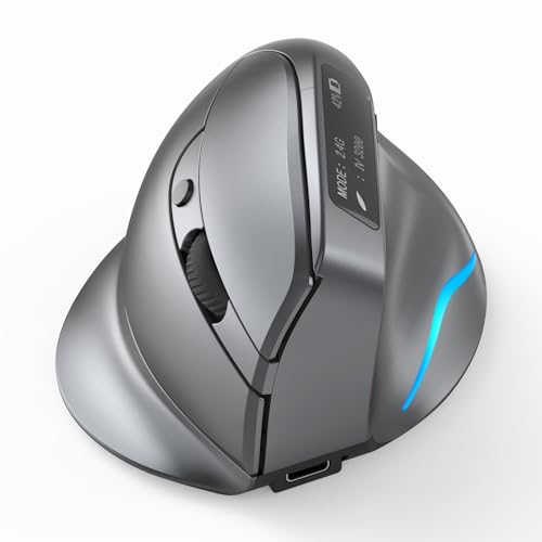 Ratón inalámbrico F-26C recargable gris con pantalla digital para controlar tu batería