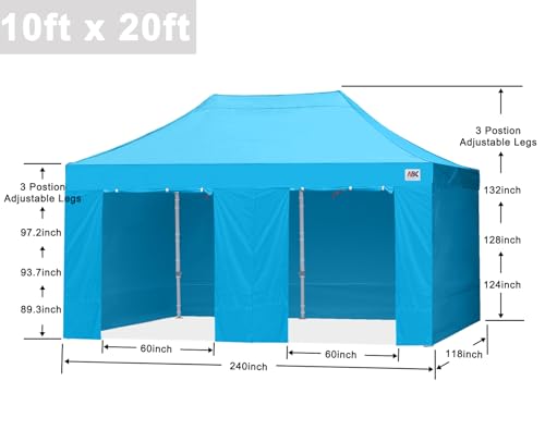Image of ABCCANOPY Commercial Pop Up Canopy Tent with Sidewalls 10X20,Sky Blue