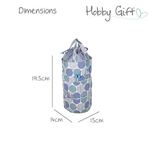 Hobby Gift Knitting Bag Drawstring Storage Craft Project Tote-Accessory Hook Needle Pockets, Cotton, Yarn Balls, 15 x 41 x 19.5cm - Image 3