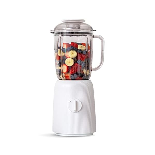 IRIS USA 3-Speed High-Power Professional-grade Countertop & Kitchen Blender - 50 oz Tritan Jar, Titanium-Coated Stainless Steel -Blades, Miami White -for Smoothies, Frozen Drinks, Protein Shakes