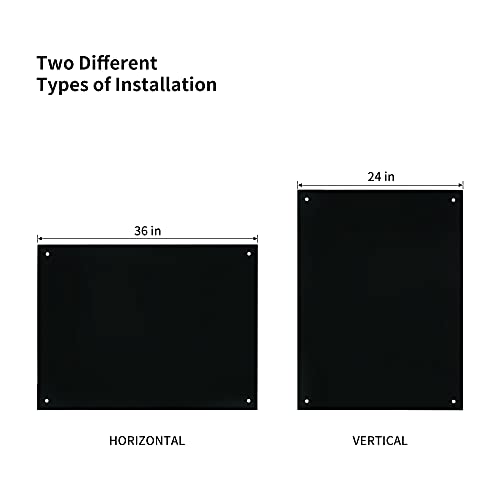 R&G Black Magnetic Glass Whiteboard,36"×24" (3'X 2'),Glass Dry Erase Board,Black Frameless Surface, Includes Board, Magnets, 1 Marker And A Eraser,For Home And Office #TOP5