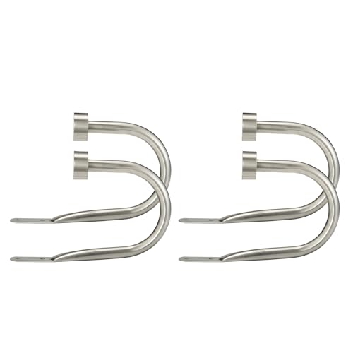 Premium Curtain Holdback, Quality Metal Decorative Curtain Holdbacks with Zinc Alloy Cap Finials,Rust-Proof, Set of 4 Window Curtain Holdbacks,Satin Nickel