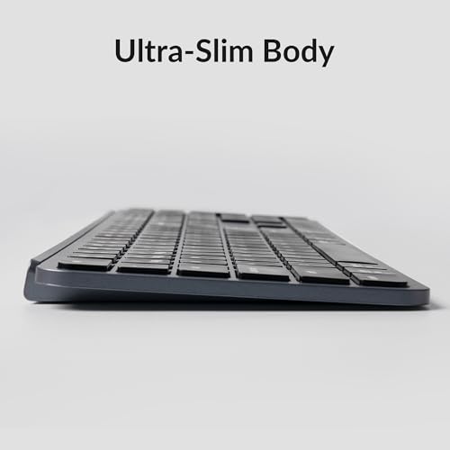 Image of Keychron B6 Pro Ultra-Thin Wireless Keyboard, Full-Size QMK with Numeric Keypad Quiet Typing, 2.4 GHz /Bluetooth 5.2 /Wired Connection Long Battery Life, Compatible with Mac Windows Linux - Space Gray