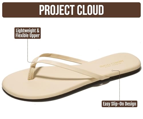 Image of Project Cloud Flip Flops for Women Footwear- Lightweight and Memory Foam Insole Sandals for Women 2026 - Durable Non-Slip Beach Essentials Flats for Women Sandals (Foundations)