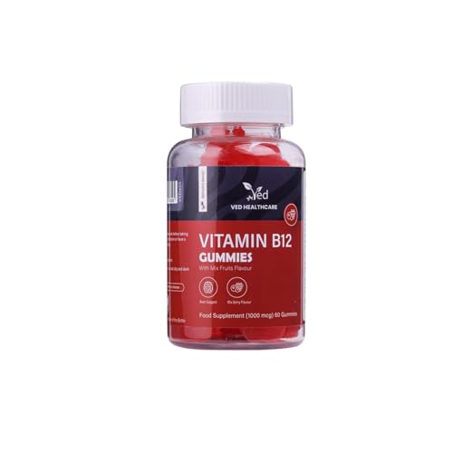 VED Vitamin B12 Gummies 1000mcg Vegan & Gluten-Free - Tasty Natural Mix Berry Flavour B12 Vitamin Supplement 60 Gummies 2 per Day 1 Months Supply.