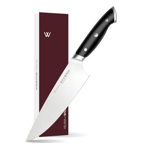 8” Chef Knife – Razor Sharp German Steel DIN1.4116 – All-Purpose Kitchen Knife for Slicing, Dicing & Chopping – Full Tang & Ergonomic Handle – Home Essential Kitchen Knife – Gift Box – Velina series