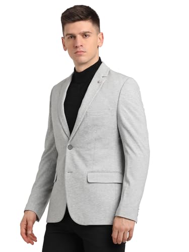 Image of Turtle Men Cotton Stretch Dobby Print Heather Grey Blazer