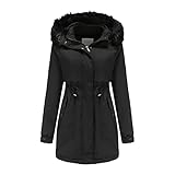 Softshelljacke Frauen Langarm Kapuzen Casual Outwear Jacken Mode Lässig Winter Solide Kapuze Kordelzug Taille Reißverschluss Gepolsterte Mantelbluse &J1434