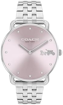 COACH Elliot Women's Watch | Elegant and Sophisticated Style Combined | Premium Quality Timepiece for Everyday Wear | Water Resistant - 3 ATM/30 Meters, Silver/Pink, Modern