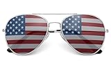 grinderPUNCH American Flag Aviator Sunglasses Glasses Silver Color