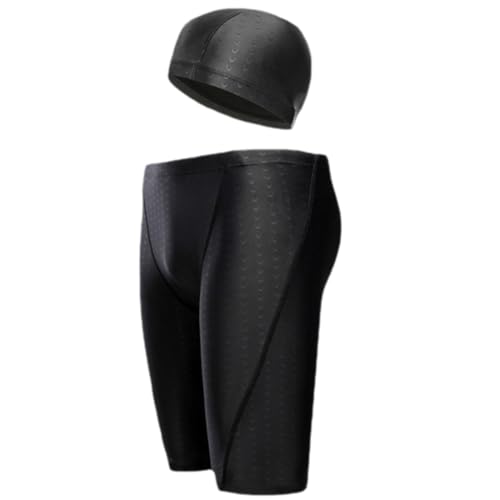 NHQZ Conjunto de bañador y gorro de baño, Bañador de Hombre Secado Rápido,bañador hombre ajustado, bañador ajustado, impermeable y transpirable