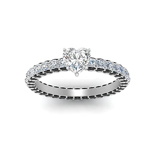 Image of 55Carat Choose Your Gemstone Eternity Ring Sterling Silver Heart Shape Side Stone Engagement Rings Affordable for your Girlfriend, Wife, Wedding Partner US Size 4 TO 12