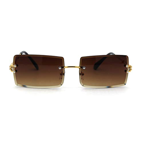 SA106 Mens Luxury Rimless Squared Rectangular Fashion Sunglasses