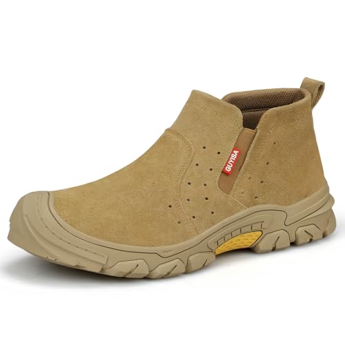 Image of GLANOUDUN Welding Work Boots for Men Slip on Steel Toe Shoes for Men Indestructible Steel Toe Boots Welder Men's Working Shoes Fireproof Safety Footwear for Construction Men's Work & Safety Footwear