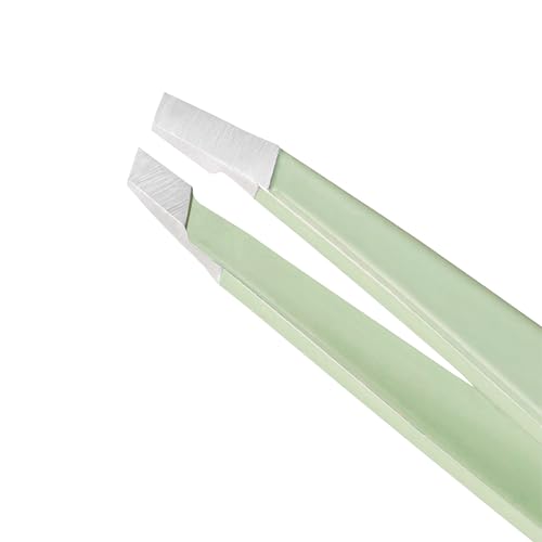 Image of Tweezerman Slant Tweezer - Tweezerman Tweezers for Eyebrows Pistachio