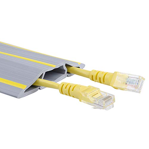 Image of 10Ft Cord Cover Heavy Duty Cable Protector 3 Channels Contains Cords Cables and Wires Easy to Unroll-Conceal Wires of Home Office Warehouse Workshop Concerts or Other Outdoors Surround (Gray-10Ft)