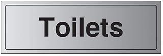 VSafety General Door-Toilets Sign - 300mm x 100mm - Self Adhesive Alu Effect