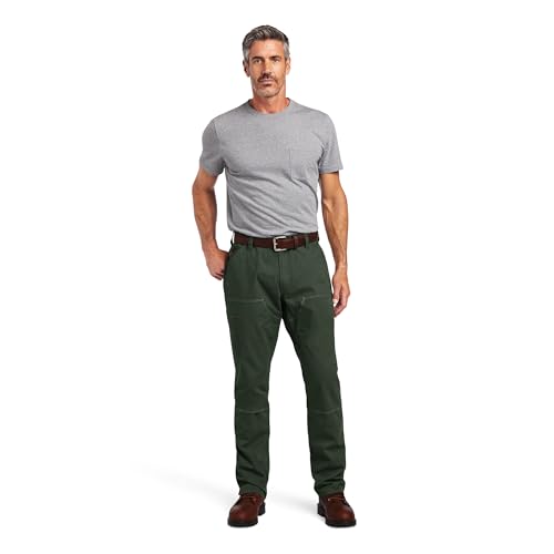 Ariat Male Rebar M4 Low Rise DuraStretch Made Tough Double Front Stackable Straight Leg Pant Deep Forest 40W x 34L4