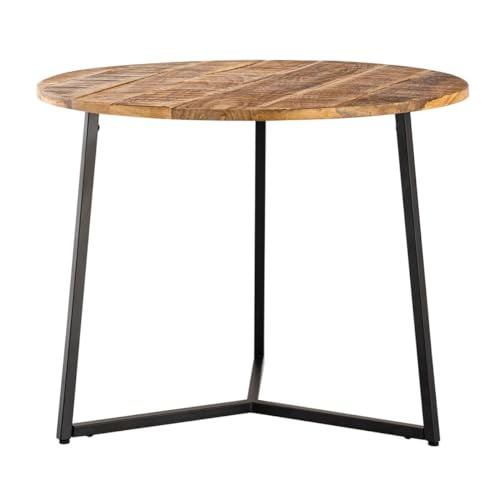 Couchtisch rund Beistelltisch Massivholz ø 56cm Wohnzimmertisch Metall Holz massiv – Bild 4